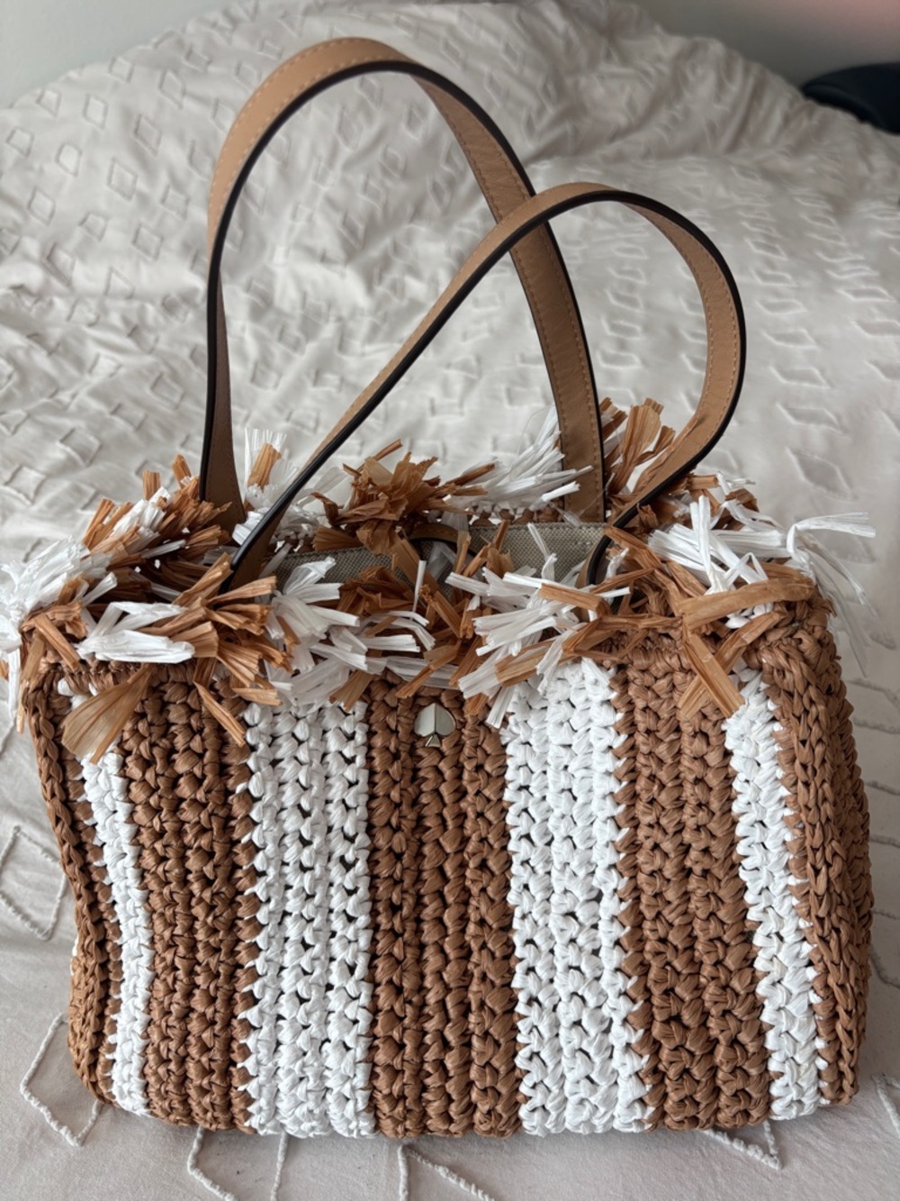 Kate Spade striped straw purse